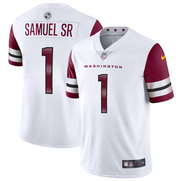 Men & Women & Youth Washington Commanders #1 Deebo Samuel Sr White 2025 Vapor Limited Stitched Jersey->washington commanders->NFL Jersey